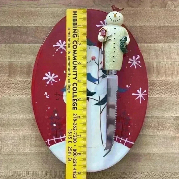 Twilight Snowman Cheese Tray & Knife - Picture 7 of 7